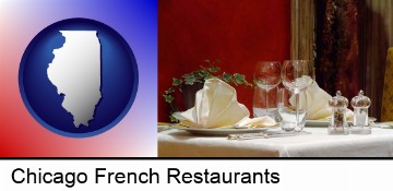 a French restaurant table setting in Chicago, IL