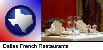 a French restaurant table setting in Dallas, TX