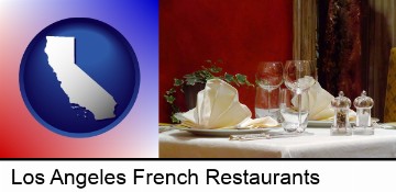 a French restaurant table setting in Los Angeles, CA