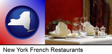 a French restaurant table setting in New York, NY