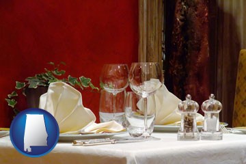 a French restaurant table setting - with Alabama icon