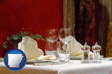 a French restaurant table setting - with Arkansas icon