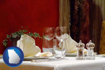 a French restaurant table setting - with Georgia icon