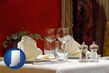 a French restaurant table setting - with Indiana icon