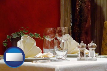 a French restaurant table setting - with Kansas icon