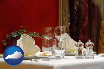 a French restaurant table setting - with Kentucky icon