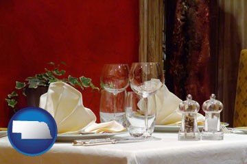a French restaurant table setting - with Nebraska icon