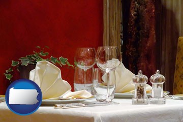 a French restaurant table setting - with Pennsylvania icon