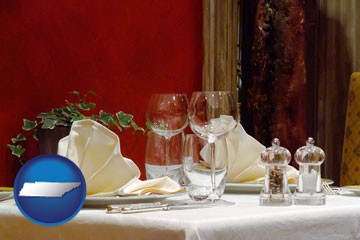 a French restaurant table setting - with Tennessee icon