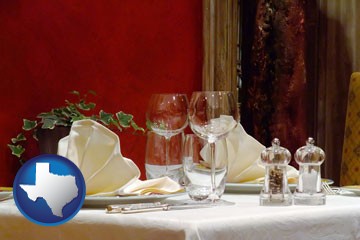 a French restaurant table setting - with Texas icon