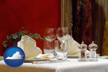 a French restaurant table setting - with Virginia icon