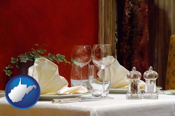 a French restaurant table setting - with West Virginia icon