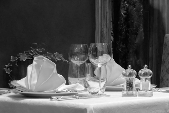 a French restaurant table setting